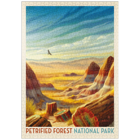 Darstellung des Puzzle Motivs Petrified Forest National Park: Vom Winde verweht puzzleplate Petrified Forest National Park: Windswept Wonders, Vintage Poster 1000 Puzzle