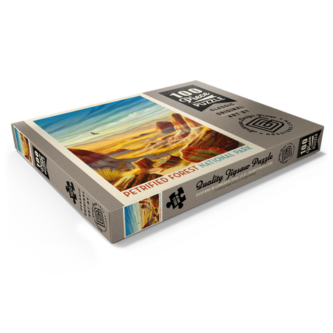 Darstellung des Puzzle Motivs Petrified Forest National Park: Vom Winde verweht Petrified Forest National Park: Windswept Wonders, Vintage Poster 100 Puzzle Schachtel Ansicht1