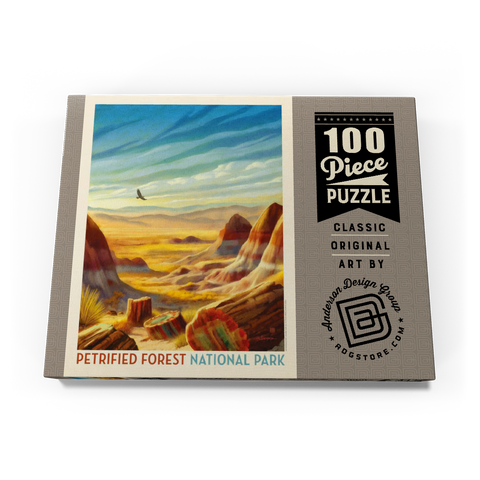 Darstellung des Puzzle Motivs Petrified Forest National Park: Vom Winde verweht Petrified Forest National Park: Windswept Wonders, Vintage Poster 100 Puzzle Schachtel Ansicht3