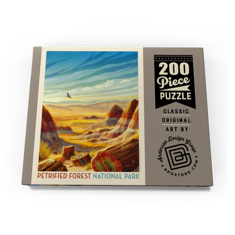 Darstellung des Puzzle Motivs Petrified Forest National Park: Vom Winde verweht Petrified Forest National Park: Windswept Wonders, Vintage Poster 200 Puzzle Schachtel Ansicht3