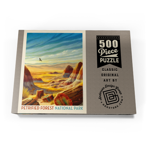 Darstellung des Puzzle Motivs Petrified Forest National Park: Vom Winde verweht Petrified Forest National Park: Windswept Wonders, Vintage Poster 500 Puzzle Schachtel Ansicht3