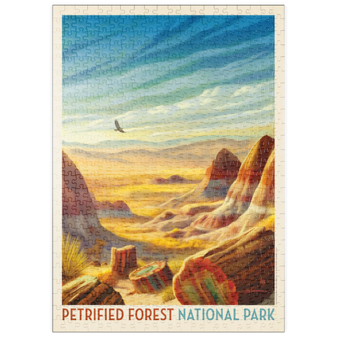 Darstellung des Puzzle Motivs Petrified Forest National Park: Vom Winde verweht puzzleplate Petrified Forest National Park: Windswept Wonders, Vintage Poster 500 Puzzle