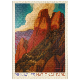 Darstellung des Puzzle Motivs Pinnacles National Park, Vintage Poster - Puzzleteile: 1000