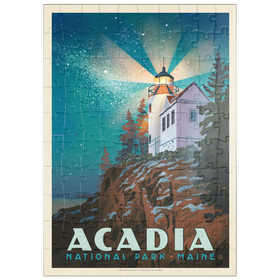 Darstellung des Puzzle Motivs Acadia National Park: Leuchtturm bei Nacht - Puzzleteile: 100