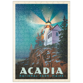 Darstellung des Puzzle Motivs Acadia National Park: Leuchtturm bei Nacht - Puzzleteile: 200