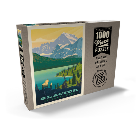 Darstellung des Puzzle Motivs Glacier National Park: Der große Aussichtspunkt Glacier National Park: Grand Overlook, Vintage Poster 1000 Puzzle Schachtel Ansicht2