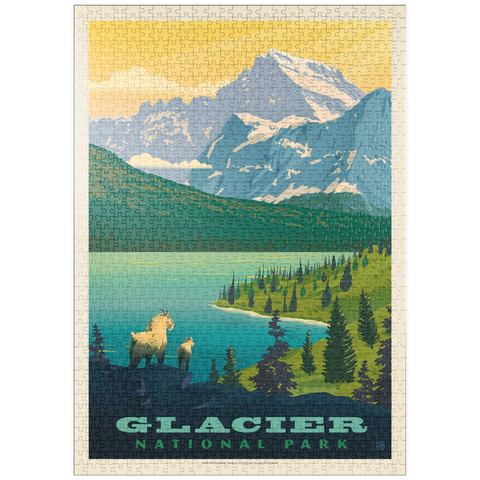 Darstellung des Puzzle Motivs Glacier National Park: Der große Aussichtspunkt puzzleplate Glacier National Park: Grand Overlook, Vintage Poster 1000 Puzzle