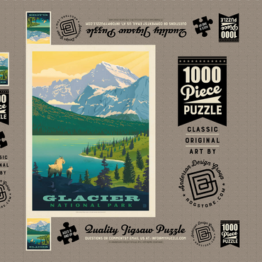 Darstellung des Puzzle Motivs Glacier National Park: Grand Overlook, Vintage Poster 1000 Puzzle Schachtel 3D Modell