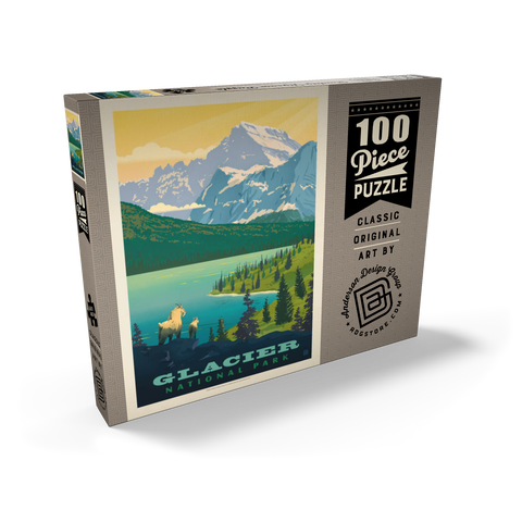 Darstellung des Puzzle Motivs Glacier National Park: Der große Aussichtspunkt Glacier National Park: Grand Overlook, Vintage Poster 100 Puzzle Schachtel Ansicht2