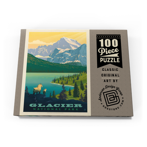 Darstellung des Puzzle Motivs Glacier National Park: Der große Aussichtspunkt Glacier National Park: Grand Overlook, Vintage Poster 100 Puzzle Schachtel Ansicht3