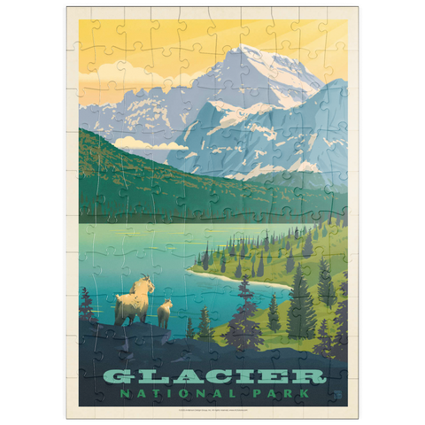 Darstellung des Puzzle Motivs Glacier National Park: Der große Aussichtspunkt puzzleplate Glacier National Park: Grand Overlook, Vintage Poster 100 Puzzle