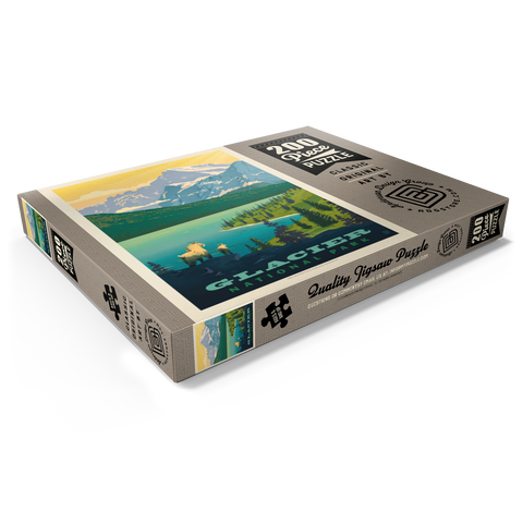 Darstellung des Puzzle Motivs Glacier National Park: Der große Aussichtspunkt Glacier National Park: Grand Overlook, Vintage Poster 200 Puzzle Schachtel Ansicht1