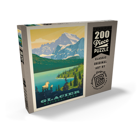 Darstellung des Puzzle Motivs Glacier National Park: Der große Aussichtspunkt Glacier National Park: Grand Overlook, Vintage Poster 200 Puzzle Schachtel Ansicht2