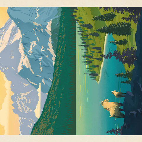 Darstellung des Puzzle Motivs Glacier National Park: Der große Aussichtspunkt Glacier National Park: Grand Overlook, Vintage Poster 200 Puzzle 3D Modell