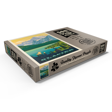 Darstellung des Puzzle Motivs Glacier National Park: Grand Overlook, Vintage Poster 500 Puzzle Schachtel Ansicht1