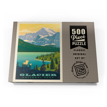 Darstellung des Puzzle Motivs Glacier National Park: Grand Overlook, Vintage Poster 500 Puzzle Schachtel Ansicht3