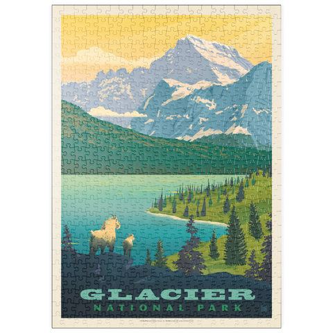 Darstellung des Puzzle Motivs Glacier National Park: Der große Aussichtspunkt puzzleplate Glacier National Park: Grand Overlook, Vintage Poster 500 Puzzle