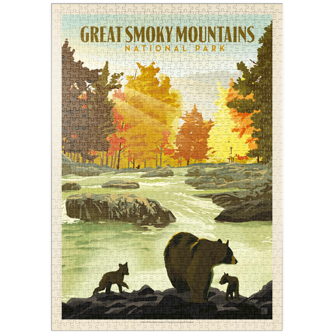 puzzleplate Great Smoky Mountains National Park: Play Time, Vintage Poster 1000 Puzzle
