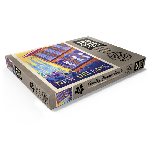 Darstellung des Puzzle Motivs New Orleans: Tanzen auf der Straße (Mod Design) New Orleans: Dancing In The Street (Mod Design), Vintage Poster 100 Puzzle Schachtel Ansicht1