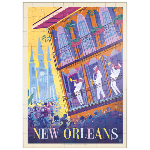 Darstellung des Puzzle Motivs New Orleans: Tanzen auf der Straße (Mod Design) puzzleplate New Orleans: Dancing In The Street (Mod Design), Vintage Poster 100 Puzzle
