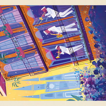 Darstellung des Puzzle Motivs New Orleans: Dancing In The Street (Mod Design), Vintage Poster 100 Puzzle 3D Modell