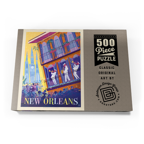Darstellung des Puzzle Motivs New Orleans: Tanzen auf der Straße (Mod Design) New Orleans: Dancing In The Street (Mod Design), Vintage Poster 500 Puzzle Schachtel Ansicht3