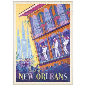 Darstellung des Puzzle Motivs New Orleans: Tanzen auf der Straße (Mod Design) - Puzzleteile: 500