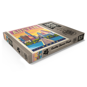 Darstellung des Puzzle Motivs Austin, Texas: Sonnenuntergang, Vintage Poster - Puzzleteile: 100