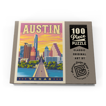 Darstellung des Puzzle Motivs Austin, Texas: Sunset, Vintage Poster 100 Puzzle Schachtel Ansicht3