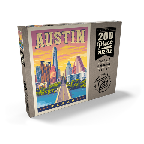 Darstellung des Puzzle Motivs Austin, Texas: Sonnenuntergang, Vintage Poster Austin, Texas: Sunset, Vintage Poster 200 Puzzle Schachtel Ansicht2