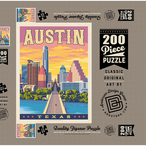 Darstellung des Puzzle Motivs Austin, Texas: Sonnenuntergang, Vintage Poster Austin, Texas: Sunset, Vintage Poster 200 Puzzle Schachtel 3D Modell