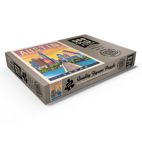Darstellung des Puzzle Motivs Austin, Texas: Sonnenuntergang, Vintage Poster - Puzzleteile: 500
