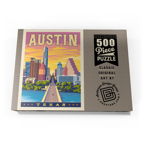 Darstellung des Puzzle Motivs Austin, Texas: Sonnenuntergang, Vintage Poster Austin, Texas: Sunset, Vintage Poster 500 Puzzle Schachtel Ansicht3