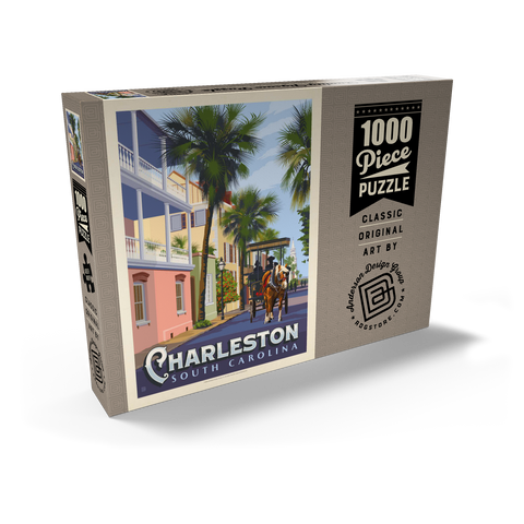 Darstellung des Puzzle Motivs Charleston, SC: Straßenszene Charleston, SC: Street Scene, Vintage Poster 1000 Puzzle Schachtel Ansicht2