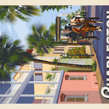 Darstellung des Puzzle Motivs Charleston, SC: Street Scene, Vintage Poster 1000 Puzzle 3D Modell