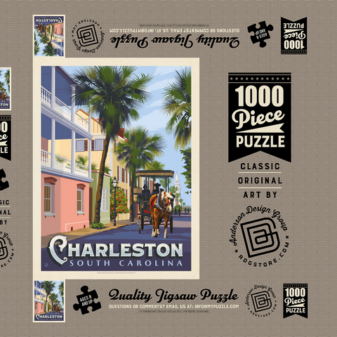 Darstellung des Puzzle Motivs Charleston, SC: Straßenszene Charleston, SC: Street Scene, Vintage Poster 1000 Puzzle Schachtel 3D Modell
