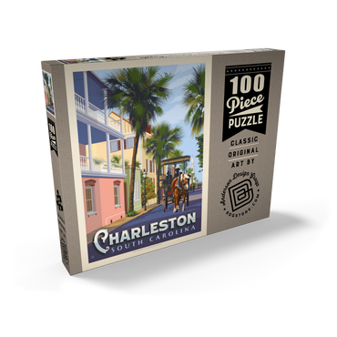 Darstellung des Puzzle Motivs Charleston, SC: Street Scene, Vintage Poster 100 Puzzle Schachtel Ansicht2