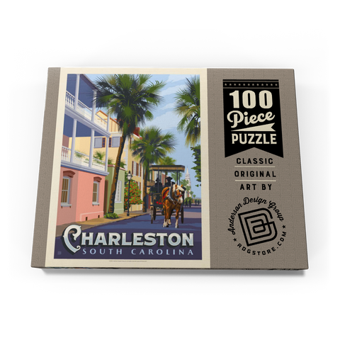 Darstellung des Puzzle Motivs Charleston, SC: Straßenszene Charleston, SC: Street Scene, Vintage Poster 100 Puzzle Schachtel Ansicht3