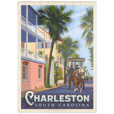 Darstellung des Puzzle Motivs puzzleplate Charleston, SC: Street Scene, Vintage Poster 100 Puzzle