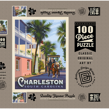 Darstellung des Puzzle Motivs Charleston, SC: Street Scene, Vintage Poster 100 Puzzle Schachtel 3D Modell
