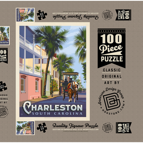Darstellung des Puzzle Motivs Charleston, SC: Straßenszene Charleston, SC: Street Scene, Vintage Poster 100 Puzzle Schachtel 3D Modell