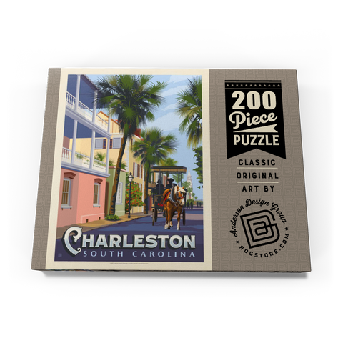 Darstellung des Puzzle Motivs Charleston, SC: Straßenszene Charleston, SC: Street Scene, Vintage Poster 200 Puzzle Schachtel Ansicht3