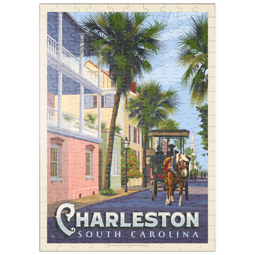 Darstellung des Puzzle Motivs puzzleplate Charleston, SC: Street Scene, Vintage Poster 200 Puzzle