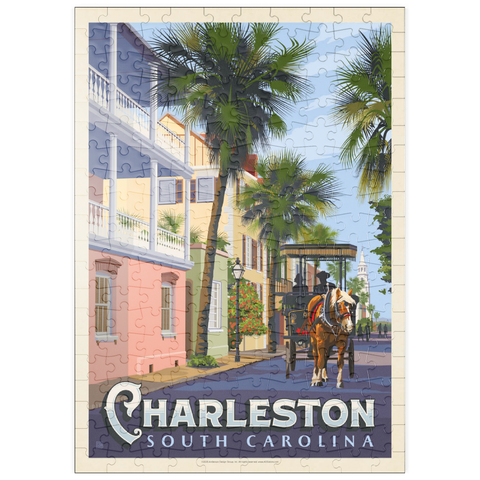 Darstellung des Puzzle Motivs Charleston, SC: Straßenszene puzzleplate Charleston, SC: Street Scene, Vintage Poster 200 Puzzle