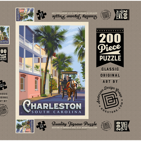 Darstellung des Puzzle Motivs Charleston, SC: Straßenszene Charleston, SC: Street Scene, Vintage Poster 200 Puzzle Schachtel 3D Modell