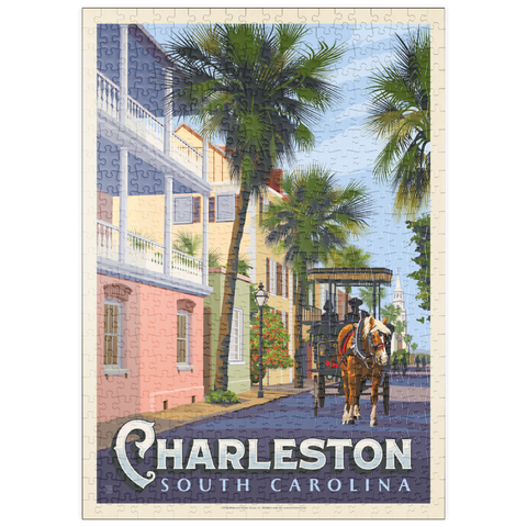 Darstellung des Puzzle Motivs Charleston, SC: Straßenszene puzzleplate Charleston, SC: Street Scene, Vintage Poster 500 Puzzle