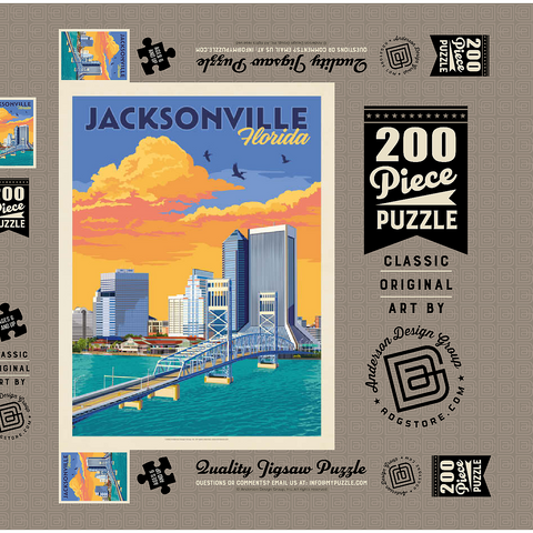 Jacksonville, FL, Vintage Poster 200 Puzzle Schachtel 3D Modell