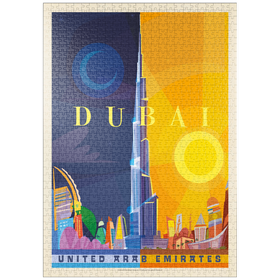 Darstellung des Puzzle Motivs Dubai (Mod Design), Vintage Poster - Puzzleteile: 1000