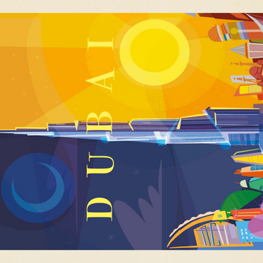 Darstellung des Puzzle Motivs Dubai (Mod Design), Vintage Poster 1000 Puzzle 3D Modell