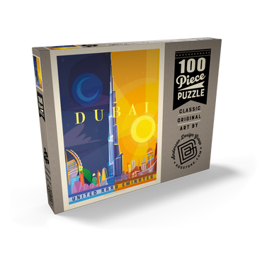 Darstellung des Puzzle Motivs Dubai (Mod Design), Vintage Poster 100 Puzzle Schachtel Ansicht2
